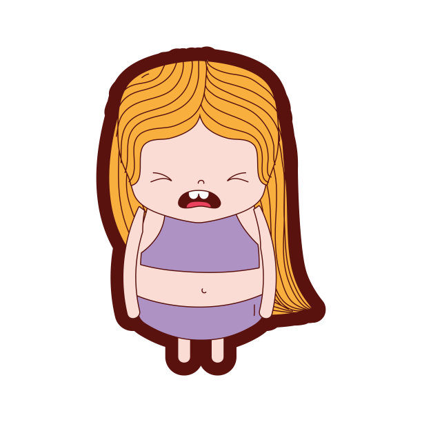 线颜色女孩与长头发和怜悯的脸图片下载