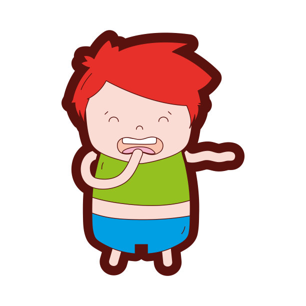 线颜色男孩的发型设计和厌恶的脸图片下载