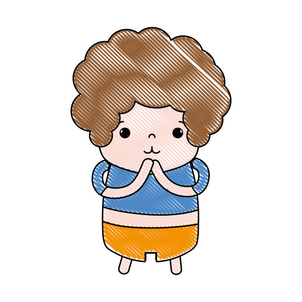 一个满脸皱纹的小男孩，卷着头发，面容温柔图片下载