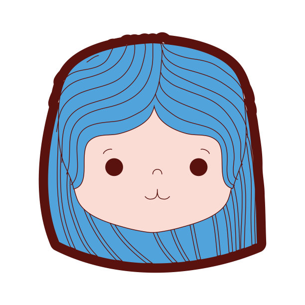 线颜色女孩的头与发型和温柔的脸图片下载