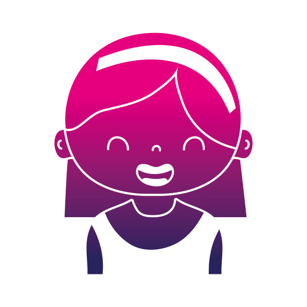 剪影微笑女孩的发型和发带设计图片下载