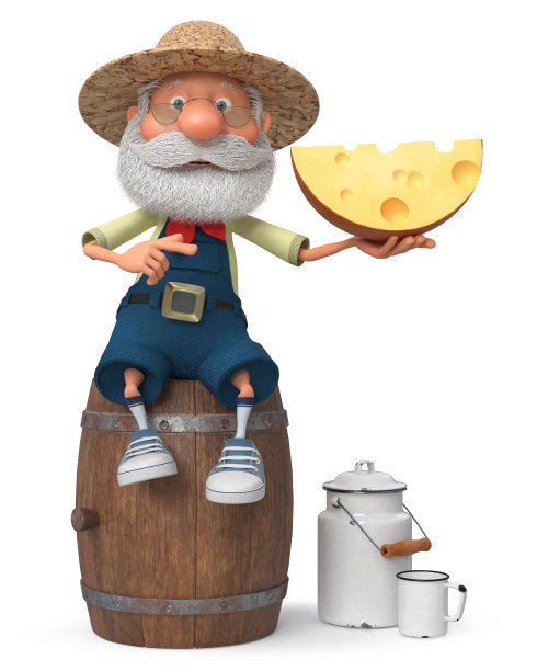 滑稽的农民奶酪的3D插图图片下载