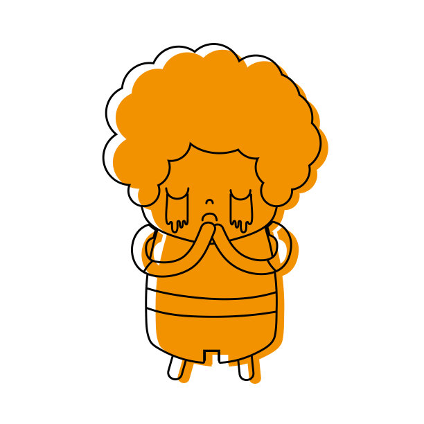 带着卷头发和哭脸的彩色男孩素材图片