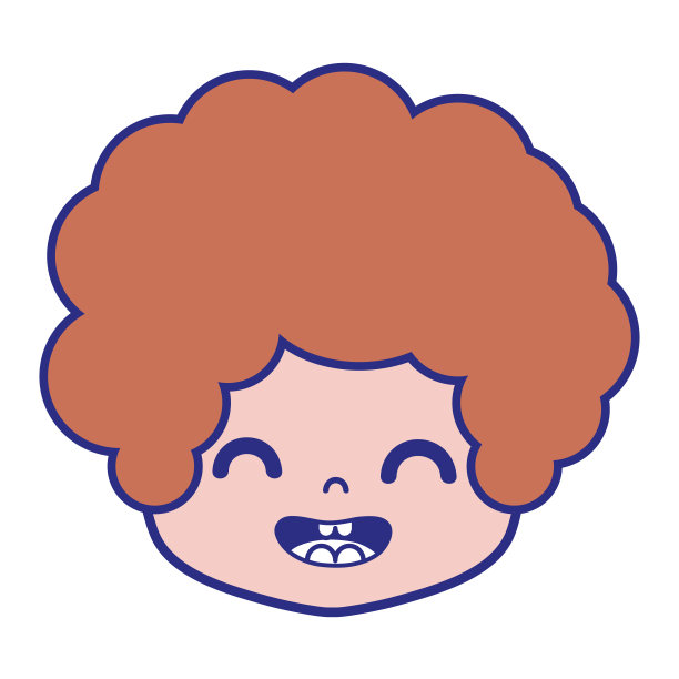 彩色的男孩头，卷曲的头发和微笑的脸图片下载