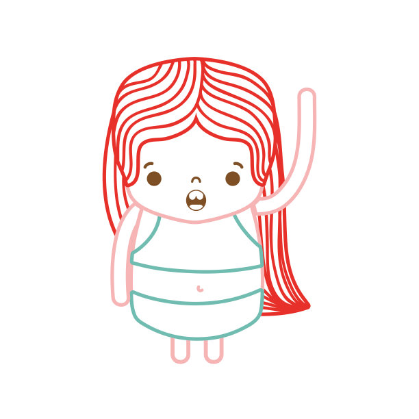 色线女孩与长头发和惊奇的脸图片下载