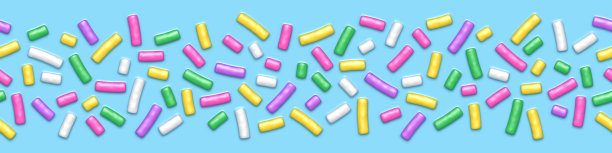 蓝色甜甜圈釉与洒水无缝图案图片下载