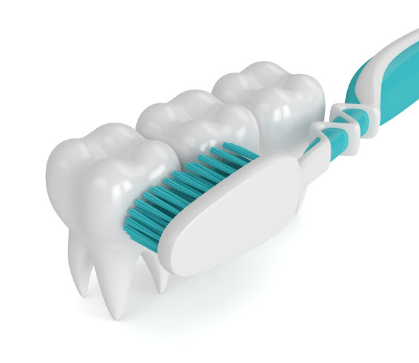 牙齿与牙刷的3d渲染素材图片