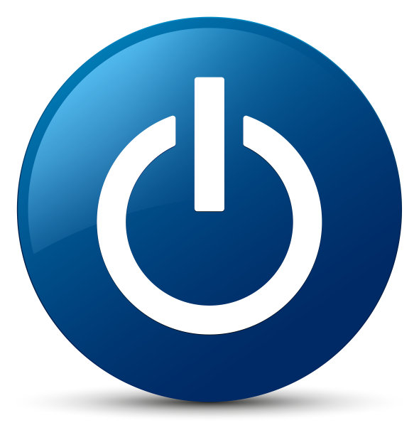 电源图标蓝色圆形按钮图片下载