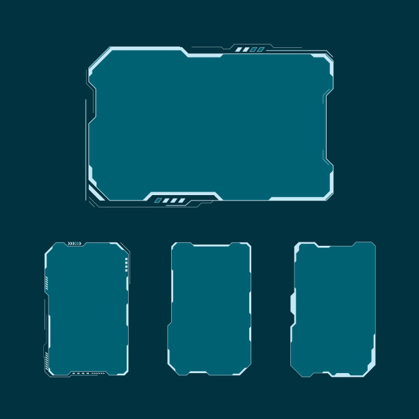 HUD未来用户界面屏幕元素设置。抽象控制面板布局设计。矢量插图科幻虚拟技术显示图片下载