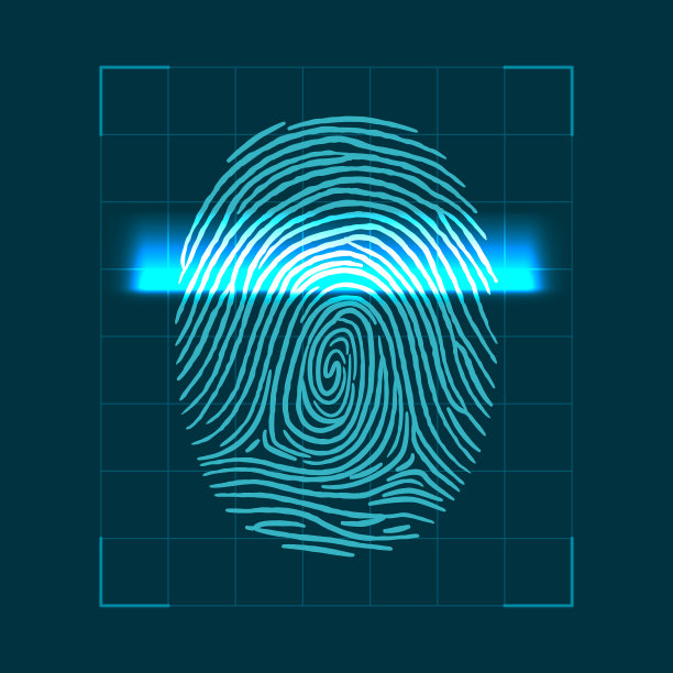 扫描指纹的抽象几何概念。个人身份验证。矢量图图片下载