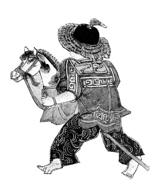 一个日本男孩在玩具马上玩骑马游戏- 1896图片下载