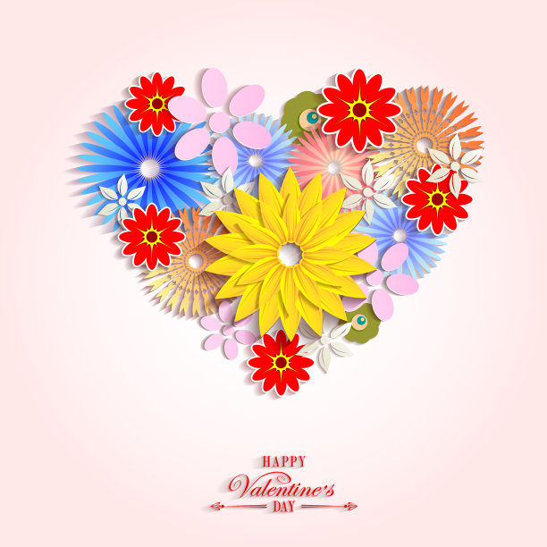 灯光设计与花卉的剪影画在一个心的形式图片下载