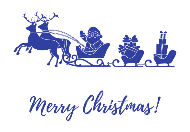 圣诞老人用驯鹿拉的雪橇带着圣诞礼物。新年和圣诞节的插图。图片下载