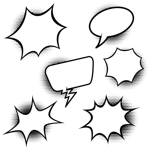 一套喜剧风格的演讲气球。设计元素海报，横幅，卡片。素材图片