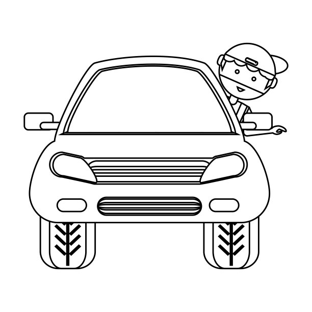 卡通机械师和汽车图标图片下载