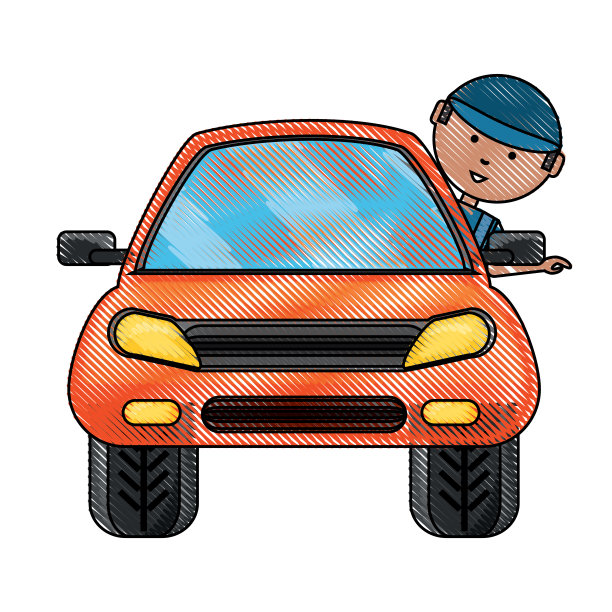 卡通机械师和汽车图标图片下载