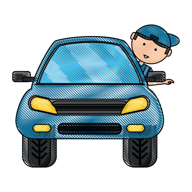 卡通机械师和汽车图标图片下载