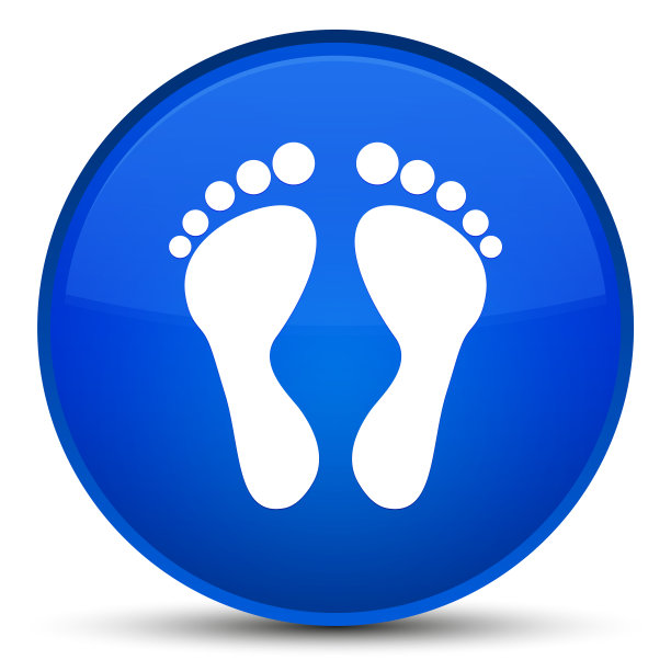 脚印图标特殊的蓝色圆形按钮图片下载