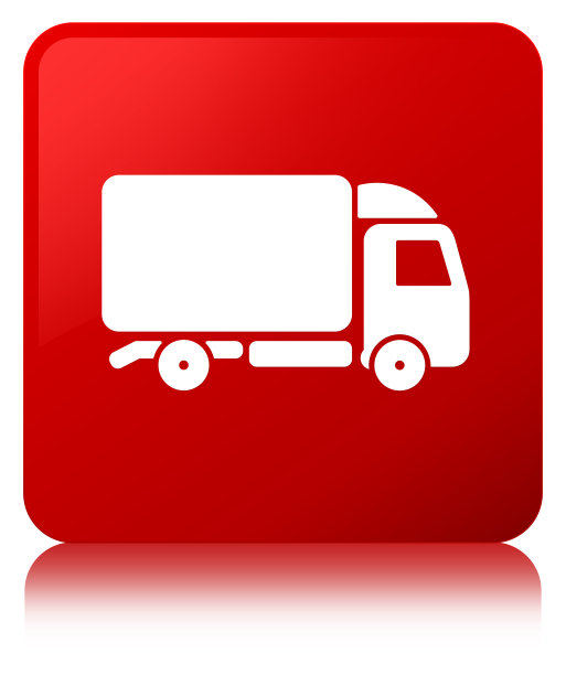 卡车图标红色方块按钮图片下载