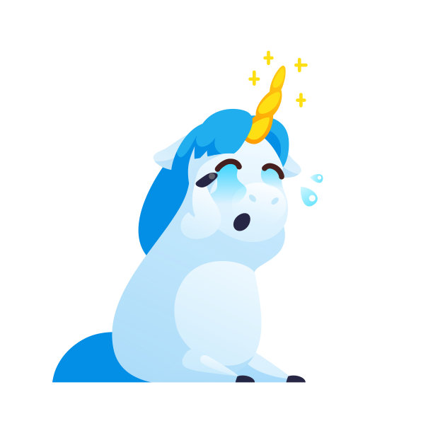 有趣的独角兽孤立在白色的背景。图片下载