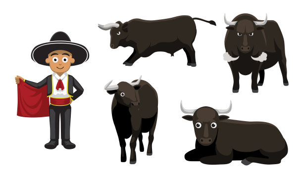 斗牛斗牛士卡通矢量插图图片下载
