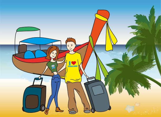 一对夫妇来到海滩度假图片下载