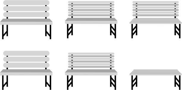 向量图像的花园长凳在不同的版本图片下载