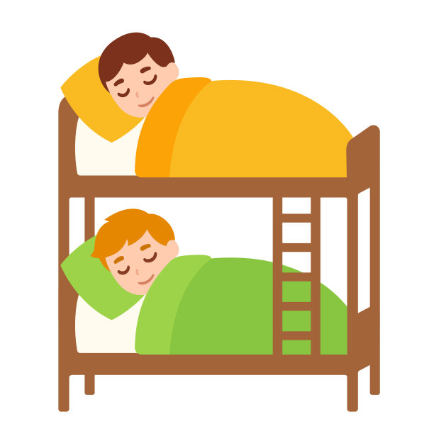 孩子们睡在双层床上图片下载