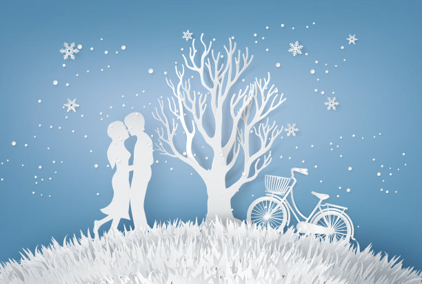 情侣们拥抱在没有树叶的草地上图片下载