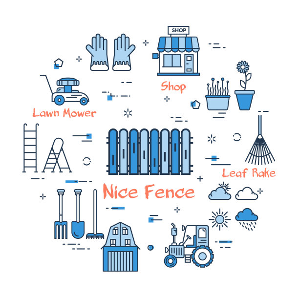 蓝色花园-漂亮的篱笆图片下载