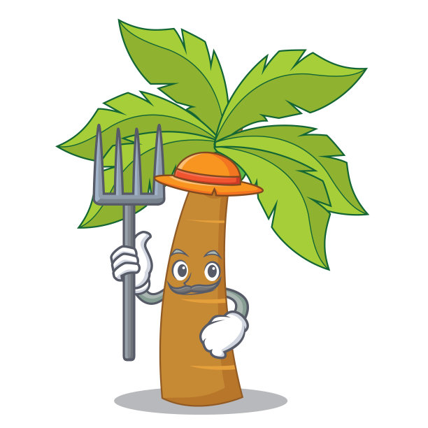 农民棕榈树人物卡通图片下载