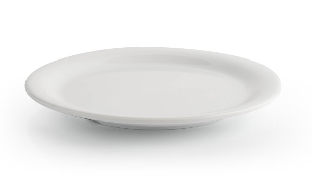 空白的白色盘子孤立在白色的背景图片下载