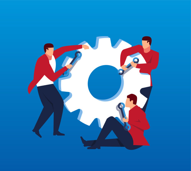 三个修齿轮的商人图片下载