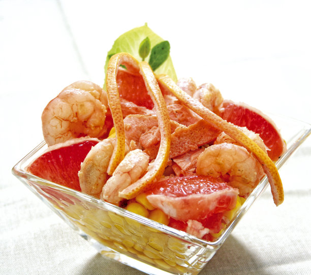 葡萄柚和大虾沙拉图片下载