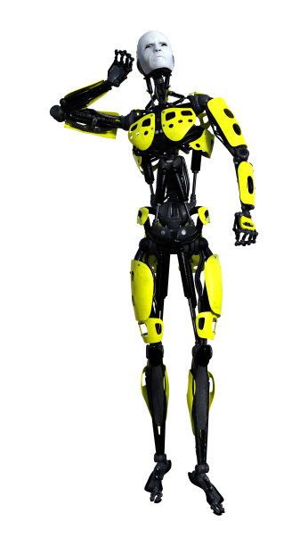 3D渲染男性机器人在白色图片下载