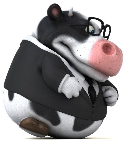 有趣的牛- 3D插图图片下载