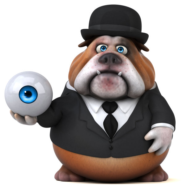 有趣的斗牛犬- 3D插图素材图片