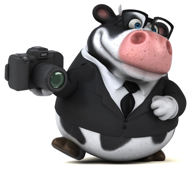 有趣的牛- 3D插图图片下载