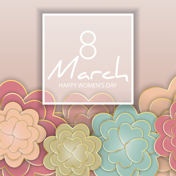 3月8日妇女节鲜花贺卡。图片下载