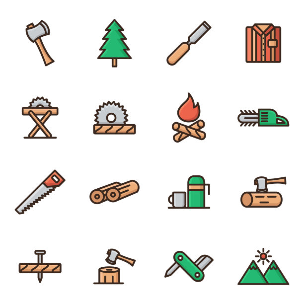 伐木工和樵夫图标设置。图片下载