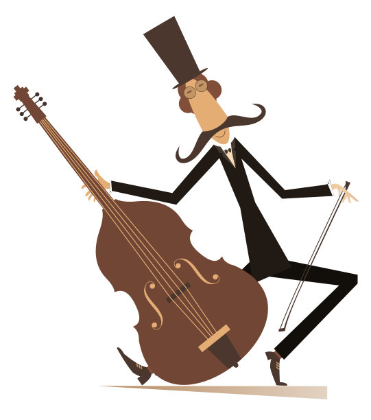 卡通长胡子大提琴插画孤立图片下载