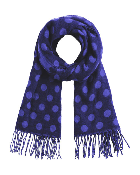 蓝色的冬季编织点围巾孤立在白色图片下载