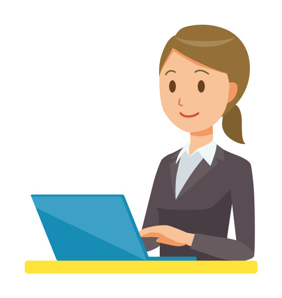 一位穿着西装的女商人正在操作一台笔记本电脑图片下载