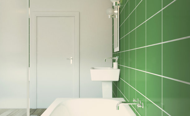 干净清新的浴室，自然光。3 d渲染。图片下载