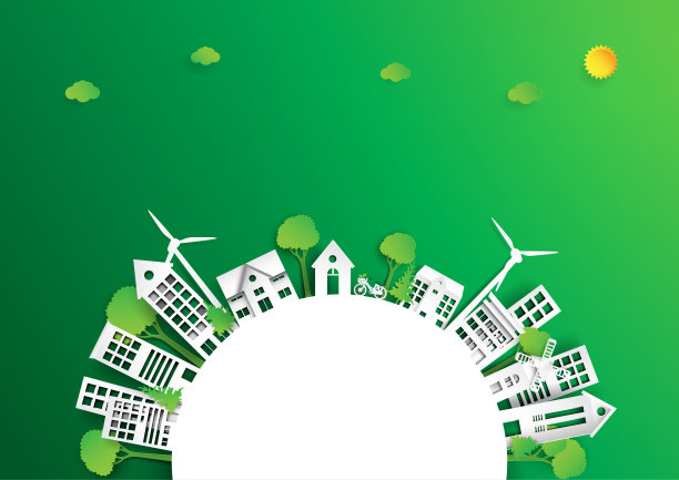 绿色城市环境概念纸艺术风格素材图片