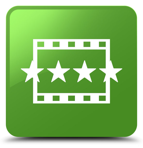 电影评论图标软绿色方形按钮图片下载