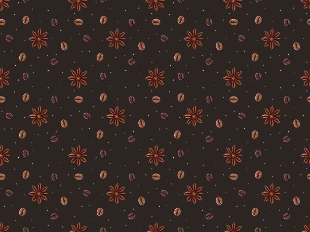 无缝图案与咖啡豆和八角星形图片下载