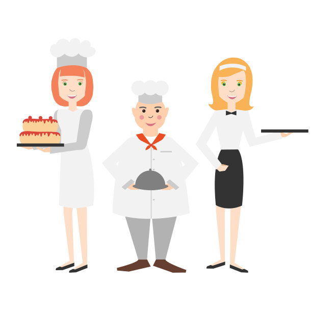 糕点师，厨师和服务员。图片下载