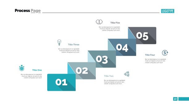五个业务组件幻灯片模板图片下载
