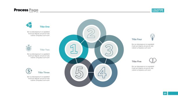 五序列图幻灯片模板图片下载